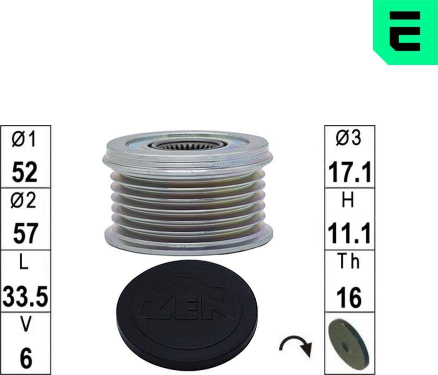 ERA ZN5729 - Ремінний шків, генератор autocars.com.ua