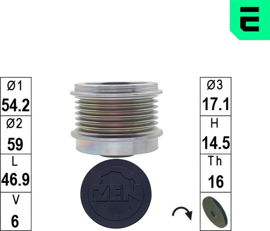 ERA ZN5807 - Ремінний шків, генератор autocars.com.ua