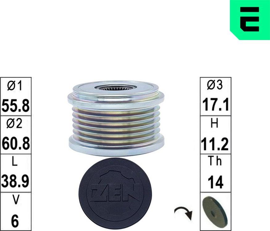 ERA ZN5811 - Ремінний шків, генератор autocars.com.ua