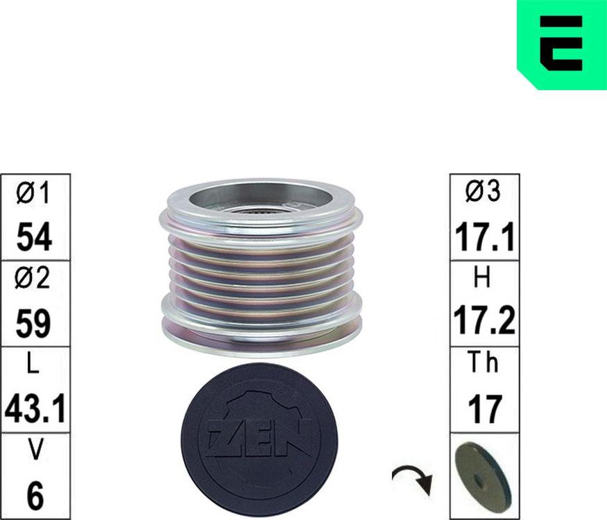 ERA ZN5815 - Ремінний шків, генератор autocars.com.ua