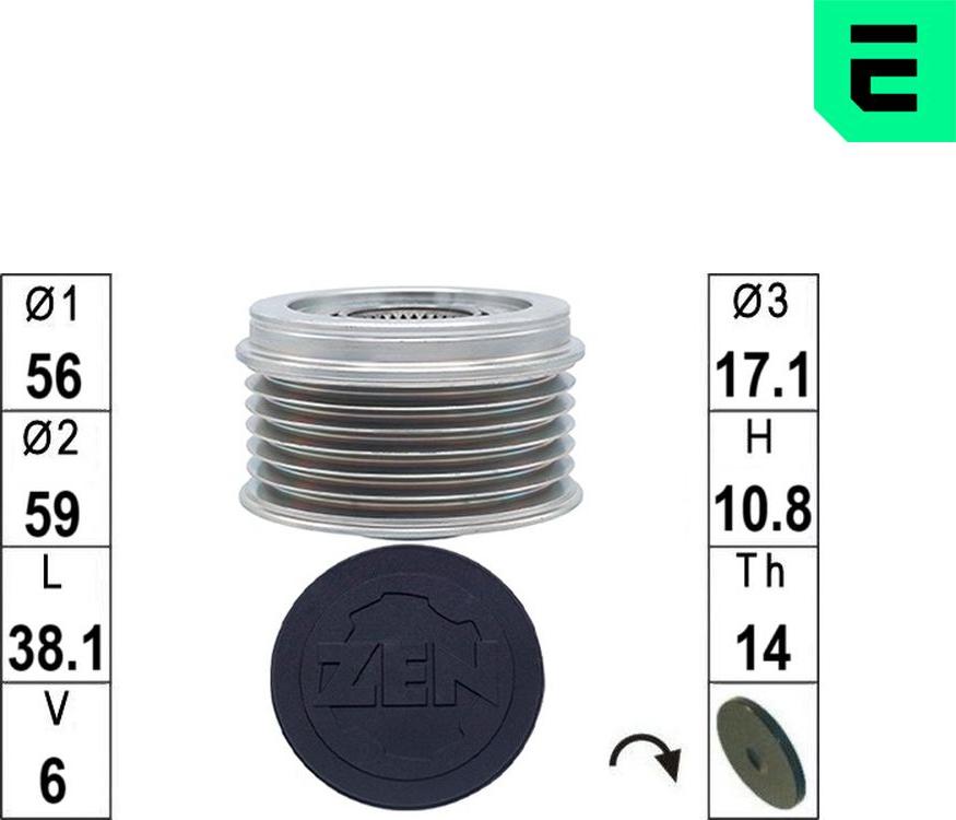 ERA ZN5817 - Ремінний шків, генератор autocars.com.ua