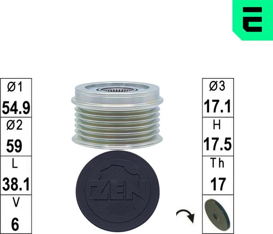 ERA ZN5838 - Ремінний шків, генератор autocars.com.ua