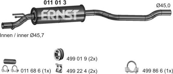 ERNST 011013 - Предглушітель вихлопних газів autocars.com.ua