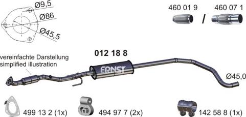 ERNST 012188 - Средний глушитель выхлопных газов autodnr.net