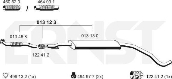 ERNST 013123 - Середній глушник вихлопних газів autocars.com.ua