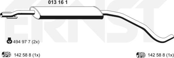 ERNST 013161 - Средний глушитель выхлопных газов avtokuzovplus.com.ua