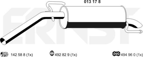 ERNST 013178 - Глушитель выхлопных газов, конечный avtokuzovplus.com.ua