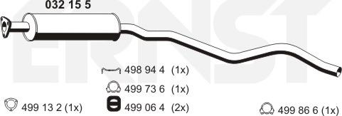 ERNST 032155 - Предглушітель вихлопних газів autocars.com.ua