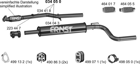 ERNST 034050 - Средний глушитель выхлопных газов avtokuzovplus.com.ua