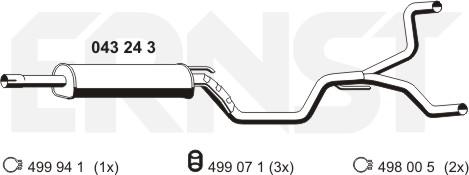 ERNST 043243 - Середній глушник вихлопних газів autocars.com.ua