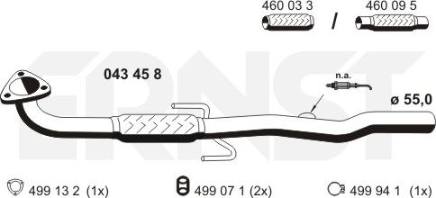 ERNST 043458 - Труба вихлопного газу autocars.com.ua