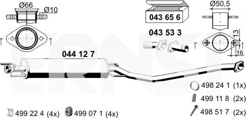 ERNST 044127 - Середній глушник вихлопних газів autocars.com.ua