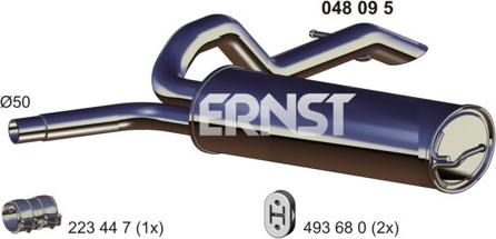 ERNST 048095 - Глушник вихлопних газів кінцевий autocars.com.ua