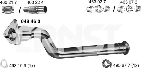 ERNST 048460 - Труба вихлопного газу autocars.com.ua