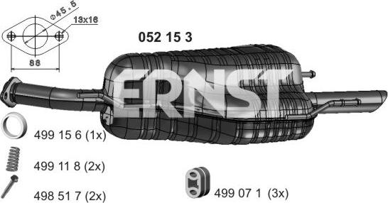 ERNST 052153 - Глушитель выхлопных газов, конечный autodnr.net