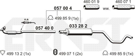 ERNST 057004 - Середній глушник вихлопних газів autocars.com.ua