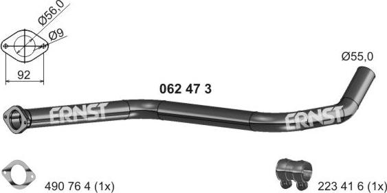 ERNST 062473 - Труба вихлопного газу autocars.com.ua