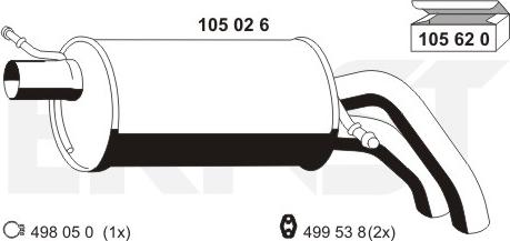 ERNST 105026 - Глушник вихлопних газів кінцевий autocars.com.ua