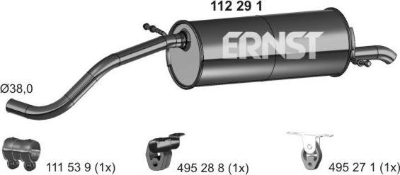 ERNST 112291 - Глушник вихлопних газів кінцевий autocars.com.ua