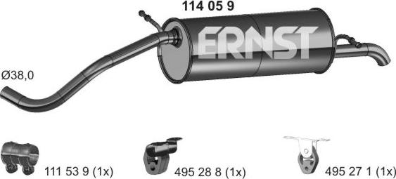 ERNST 114059 - Глушник вихлопних газів кінцевий autocars.com.ua