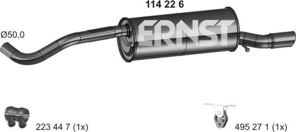 ERNST 114226 - Глушник вихлопних газів кінцевий autocars.com.ua