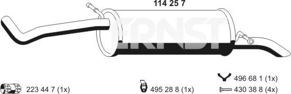 ERNST 114257 - Глушник вихлопних газів кінцевий autocars.com.ua