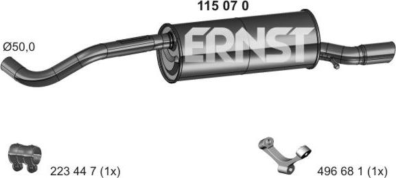 ERNST 115070 - Глушник вихлопних газів кінцевий autocars.com.ua