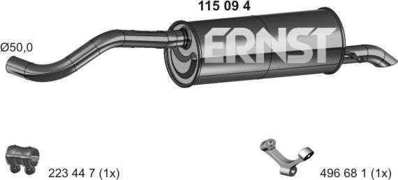 ERNST 115094 - Глушитель выхлопных газов, конечный avtokuzovplus.com.ua