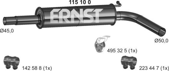 ERNST 115100 - Средний глушитель выхлопных газов avtokuzovplus.com.ua