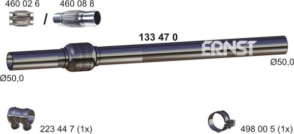 ERNST 133470 - Труба вихлопного газу autocars.com.ua