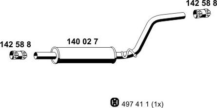 ERNST 140027 - Середній глушник вихлопних газів autocars.com.ua