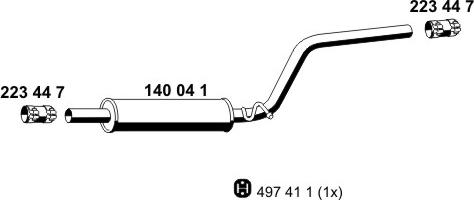 ERNST 140041 - Середній глушник вихлопних газів autocars.com.ua