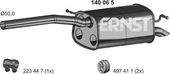 ERNST 140065 - Глушник вихлопних газів кінцевий autocars.com.ua