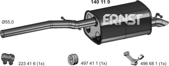 ERNST 140119 - Глушитель выхлопных газов, конечный avtokuzovplus.com.ua