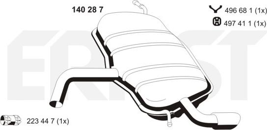 ERNST 140287 - Глушник вихлопних газів кінцевий autocars.com.ua