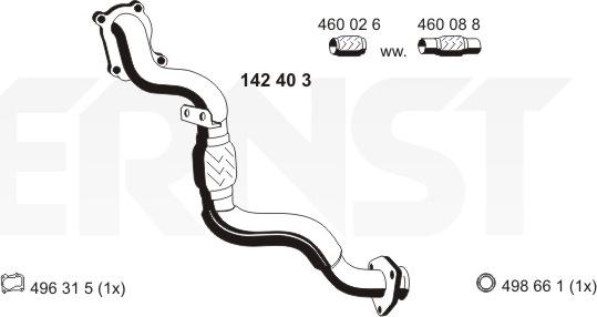 ERNST 142403 - Труба вихлопного газу autocars.com.ua