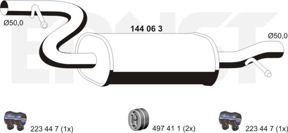 ERNST 144063 - Середній глушник вихлопних газів autocars.com.ua