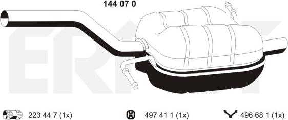 ERNST 144070 - Глушник вихлопних газів кінцевий autocars.com.ua