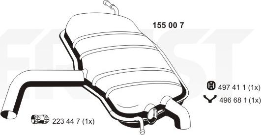 ERNST 155007 - Глушник вихлопних газів кінцевий autocars.com.ua