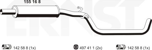 ERNST 155168 - Середній глушник вихлопних газів autocars.com.ua