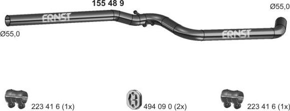 ERNST 155489 - Труба вихлопного газу autocars.com.ua