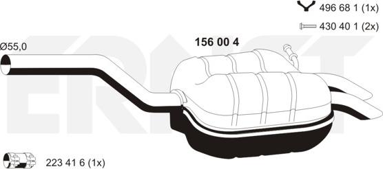 ERNST 156004 - Глушник вихлопних газів кінцевий autocars.com.ua