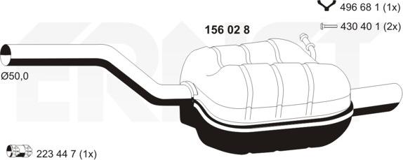 ERNST 156028 - Глушник вихлопних газів кінцевий autocars.com.ua