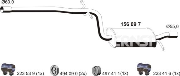 ERNST 156097 - Средний глушитель выхлопных газов avtokuzovplus.com.ua