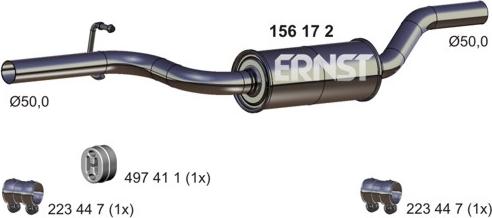 ERNST 156172 - Середній глушник вихлопних газів autocars.com.ua