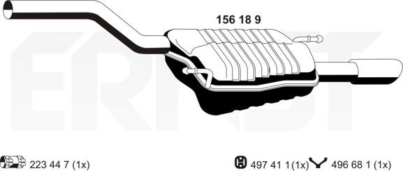 ERNST 156189 - Глушник вихлопних газів кінцевий autocars.com.ua