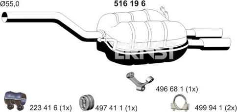 ERNST 156196 - Глушник вихлопних газів кінцевий autocars.com.ua