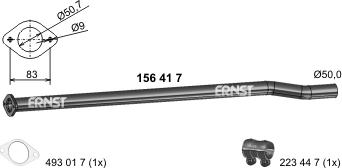 ERNST 156417 - Труба вихлопного газу autocars.com.ua