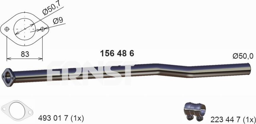 ERNST 156486 - Труба вихлопного газу autocars.com.ua