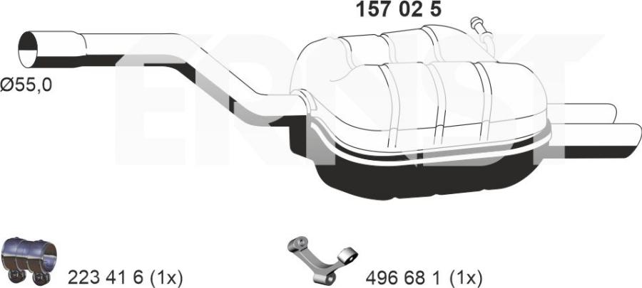 ERNST 157025 - Глушник вихлопних газів кінцевий autocars.com.ua